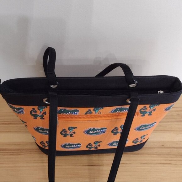 Florida University Gators Orange Black Canvas Tote Shoulder Bag Football - Picture 6 of 10